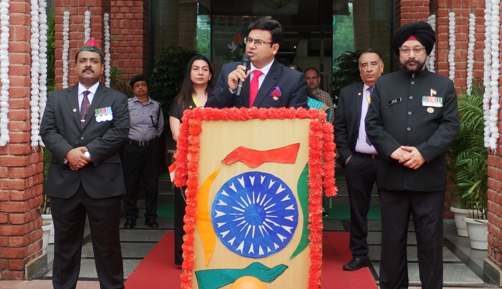Dr Ajay Rana delivering an Independence Day address