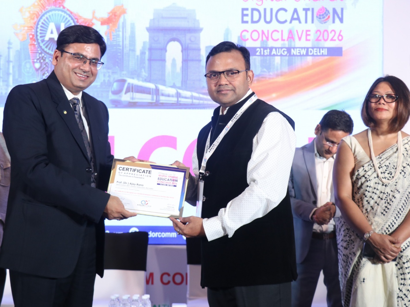 Dr Ajay Rana receiving a Certificate of Appreciation at Digital Bharat Education Conclave 2026